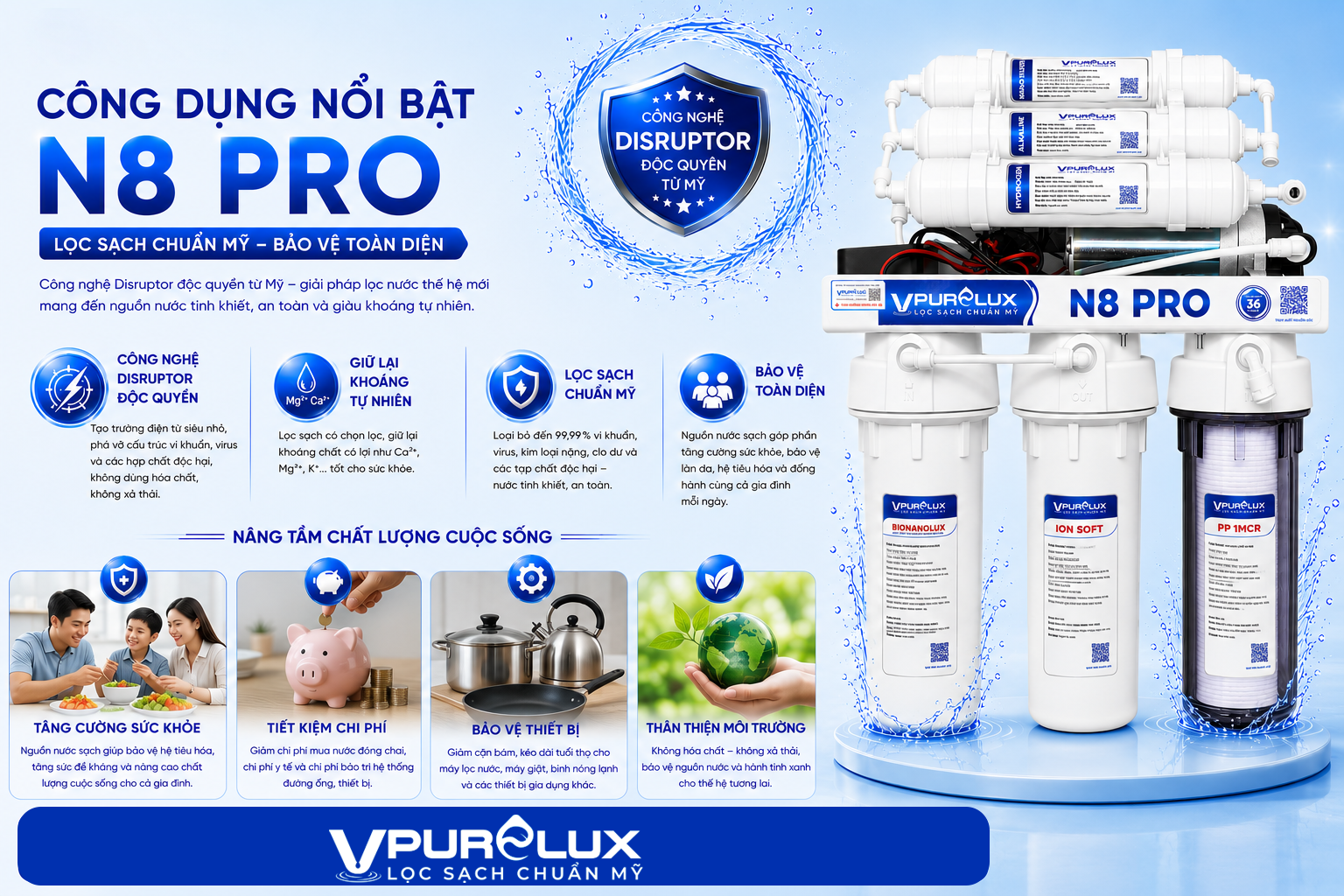 Máy lọc nước Nano N8 Pro Vpurelux - Ảnh 5