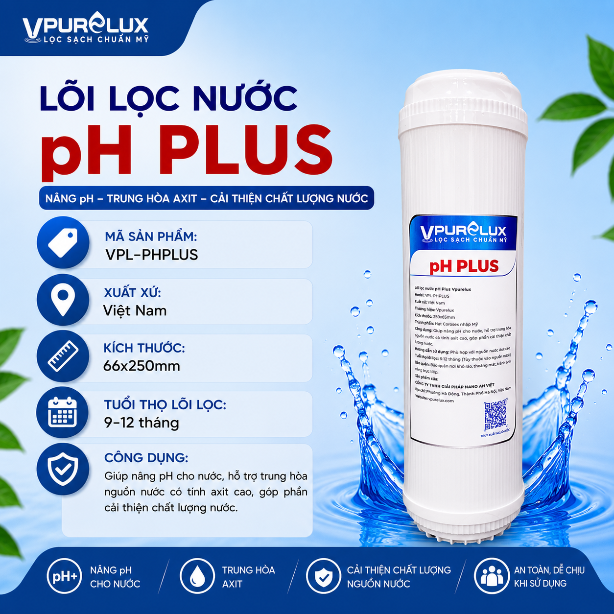 Lõi lọc nước pH Plus Vpurelux - Ảnh 3