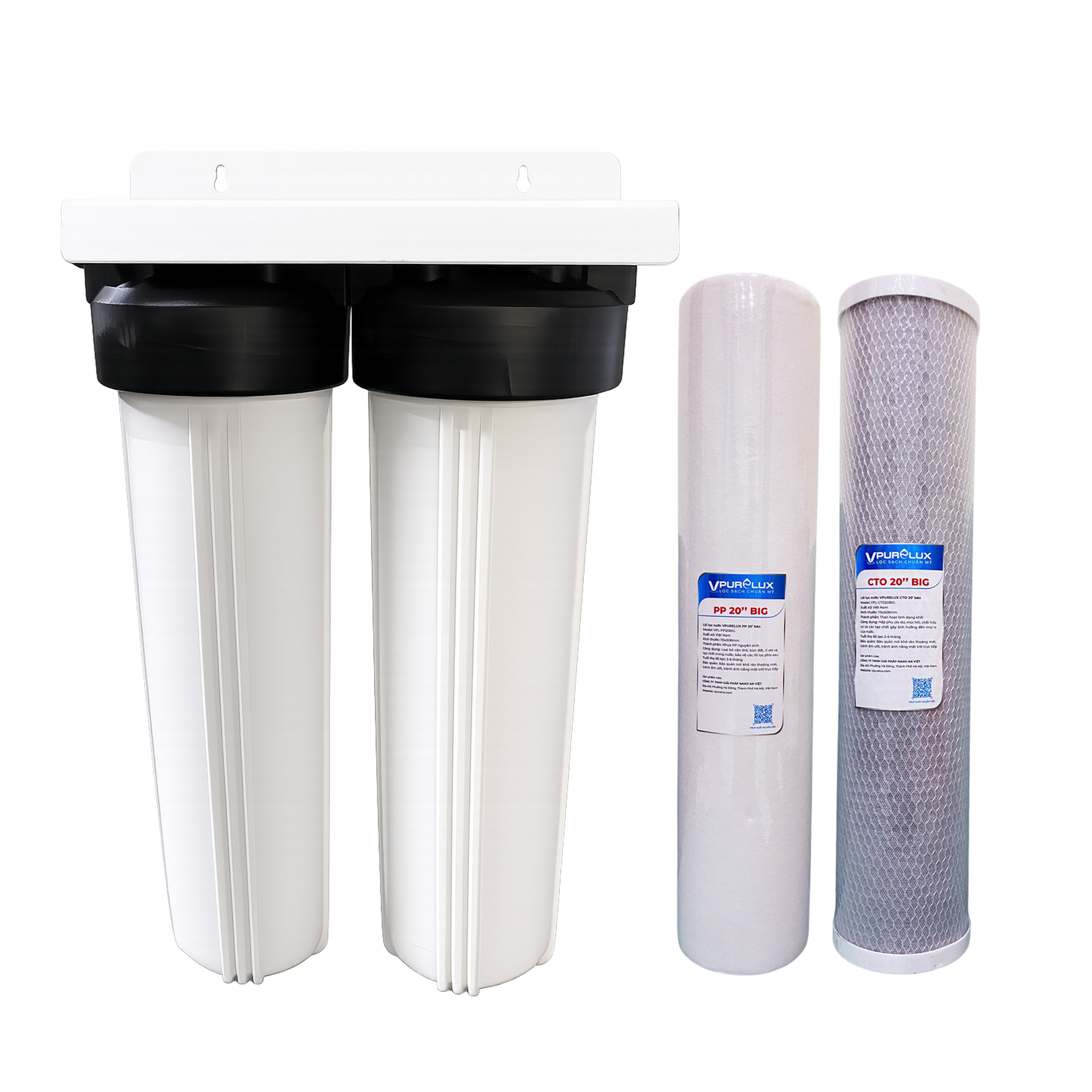 Bộ lọc tổng đầu nguồn 2 cấp 20 inch béo